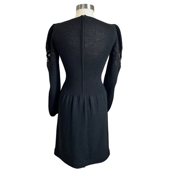 Pat Sandler Wellmore For Saks Fifth Avenue Black Santana Knit Puff Sleeve Dress - Picture 4 of 8